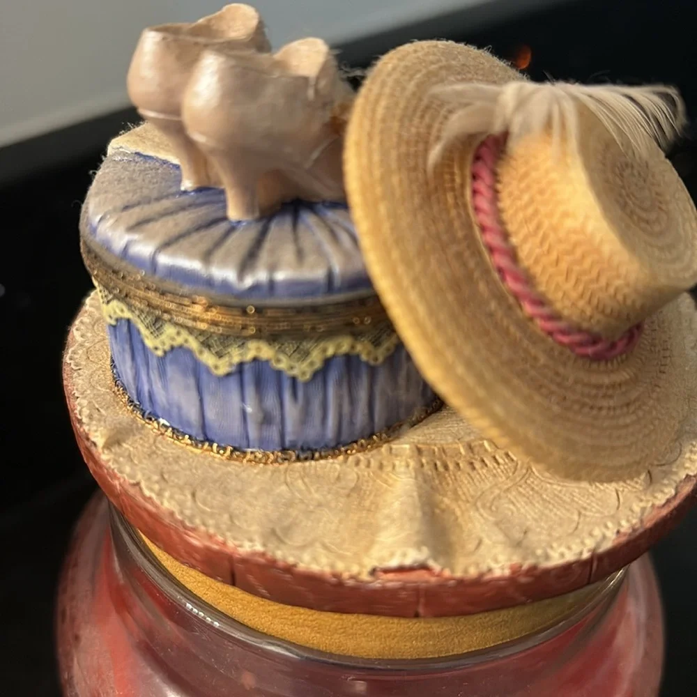 Vintage Yankee Candle Victorian Shabby Chic Hat, Gloves, Feminine Candle Topper - Picture 7 of 10